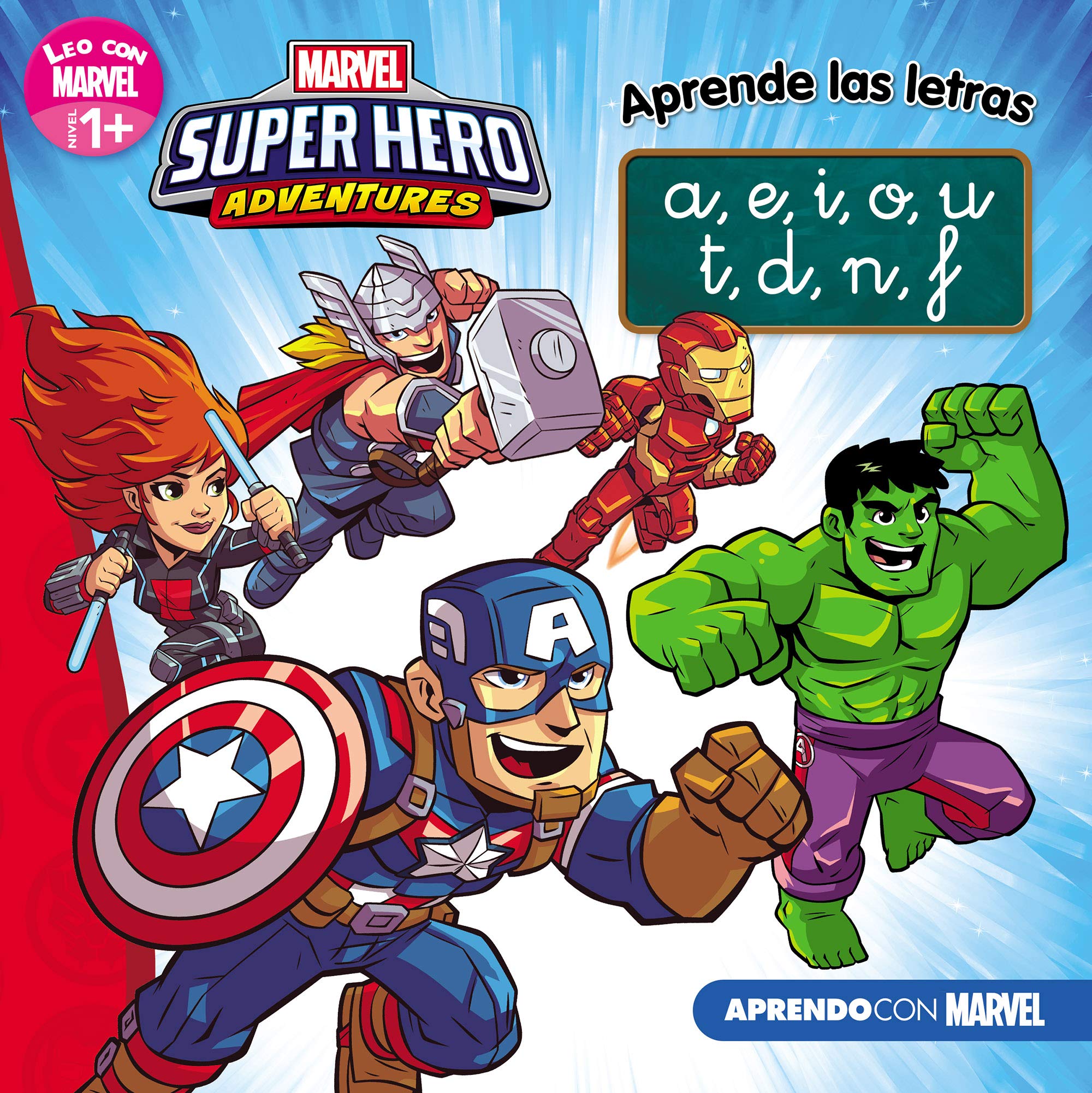 Los Vengadores. Aprende las letras. (Leo con Marvel - Nivel 1 Plus): a,e,i,o,u / t,d,n,f book