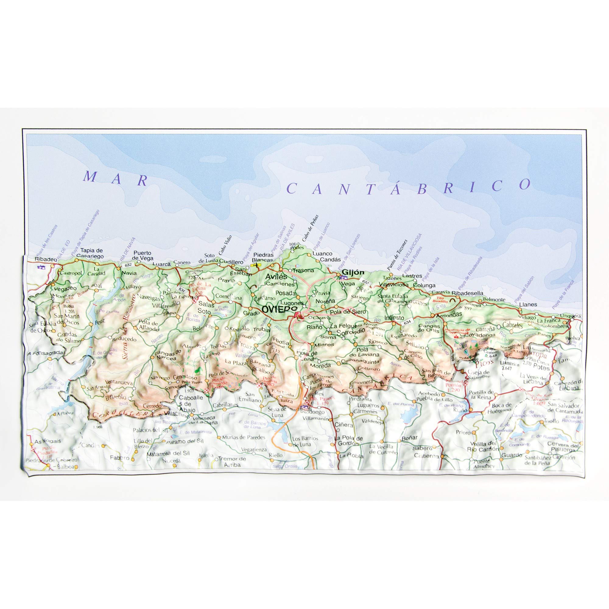 Mapa en relieve de Principado de Asturias: Escala gráfica Maps & Plans