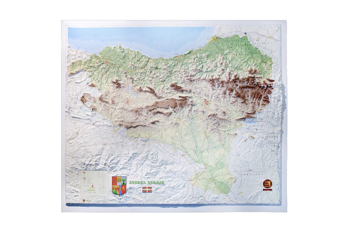 Mapa en relieve Euskal Herria. Escala 1:230.000, 105x95 cm Geology & Geography