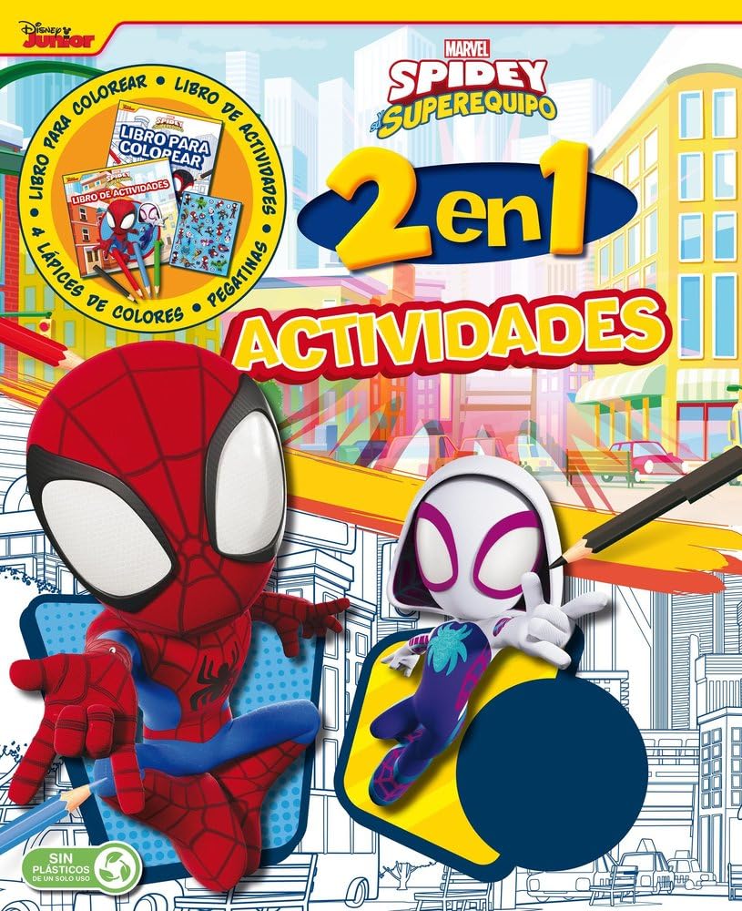 Spidey y su superequipo. Actividades 2 en 1: Libro para colorear, actividades, lápices y pegatinas Tiptoi & Games