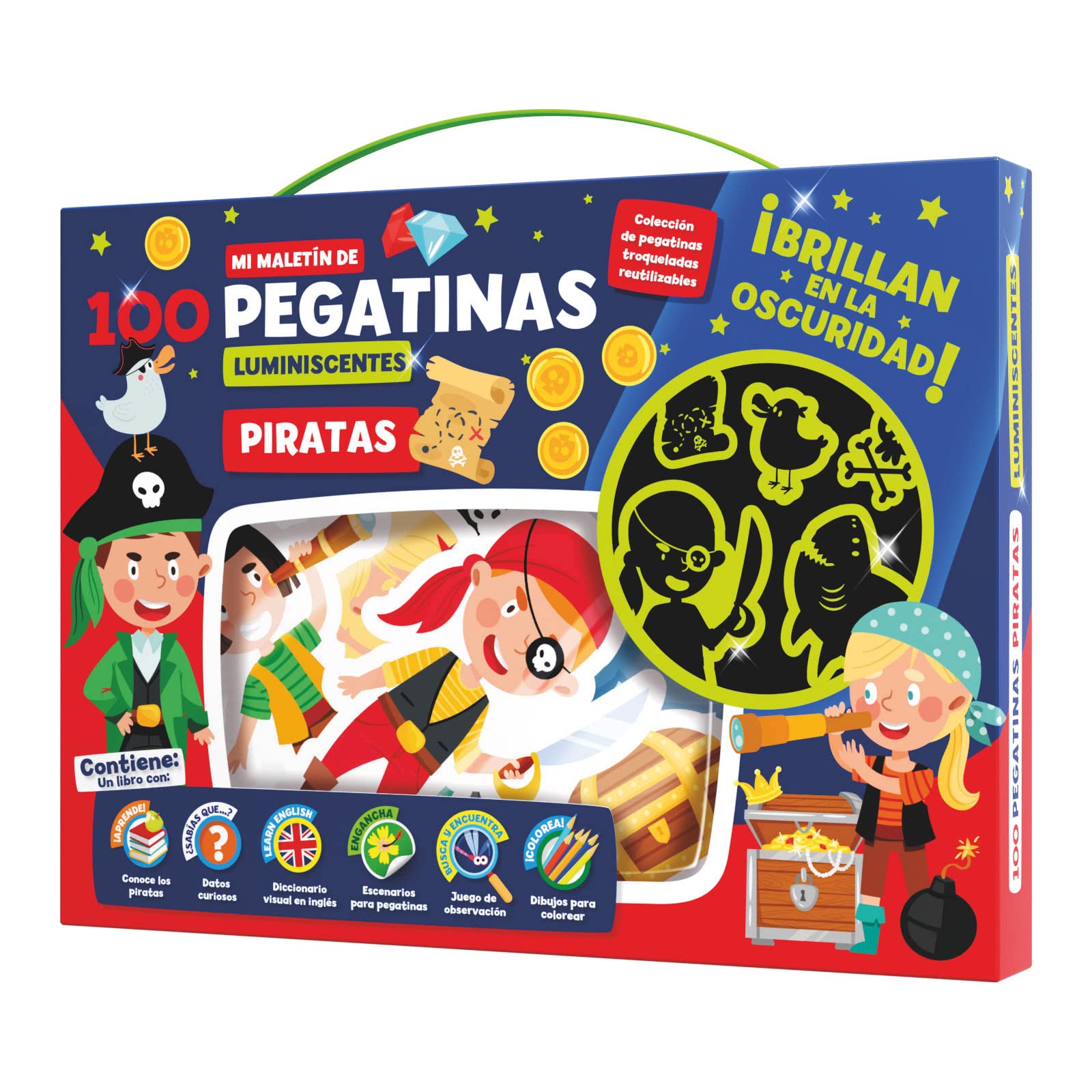 MALETIN 100 PEGATINAS LUMINESCENTES - PIRATAS Tiptoi & Games