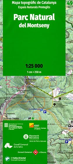 Mapa topogràfic de Catalunya 1:25 000. Espais Naturals protegits 49 - Parc Natural del Montseny (2a edició) Geology & Geography