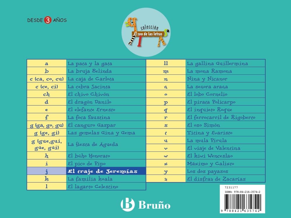 El traje de Jeremías: Juega con la j (Castellano - A PARTIR DE 3 AÑOS - LIBROS DIDÁCTICOS - El zoo de las letras) Non-fiction