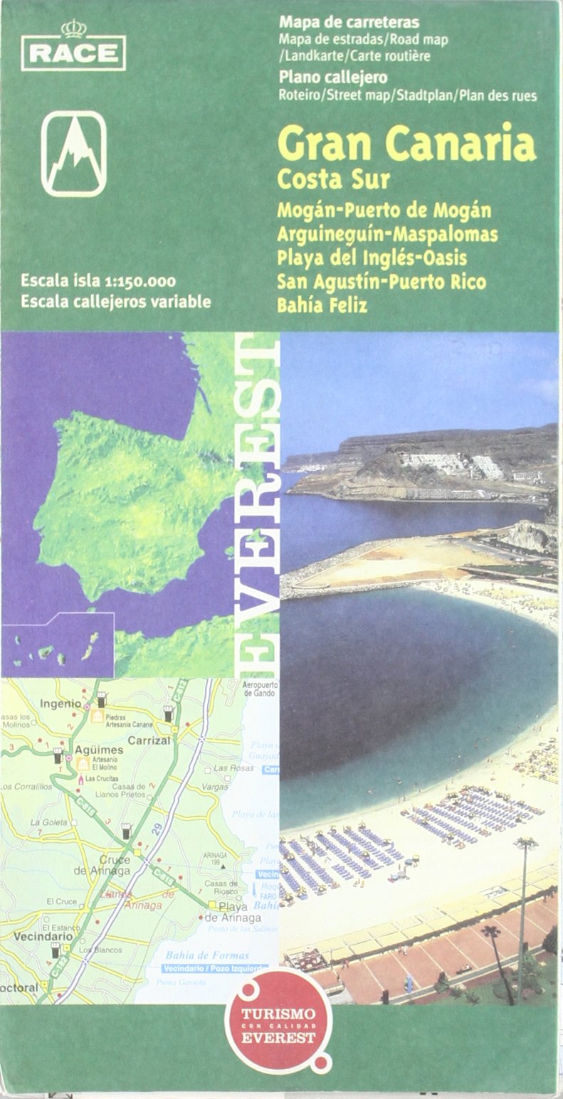 Mapa provincial de Gran Canaria costa sur: Mapa de carreteras. Plano callejero. (Mapas provinciales / serie verde) Maps & Plans