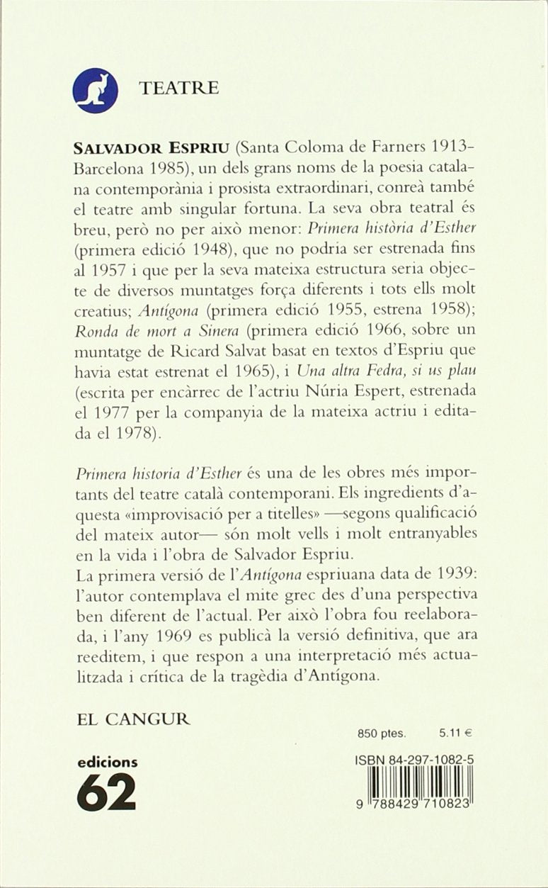 Primera història d'Esther / Antígona: Antigona (El Cangur) Novels & Short Stories