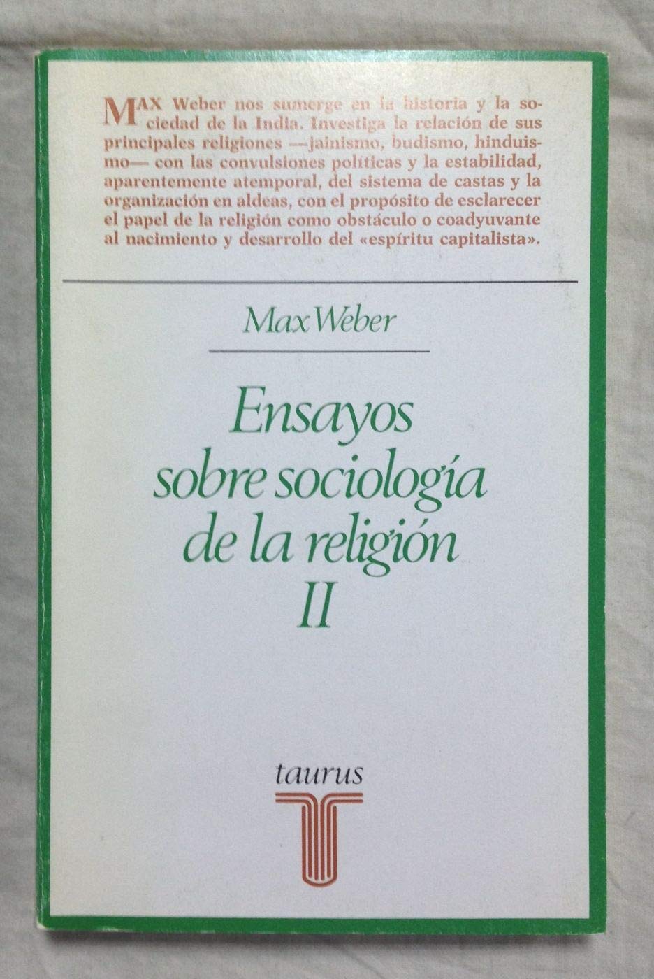Ensayos sobre sociologia de la religion. vol. II. Books