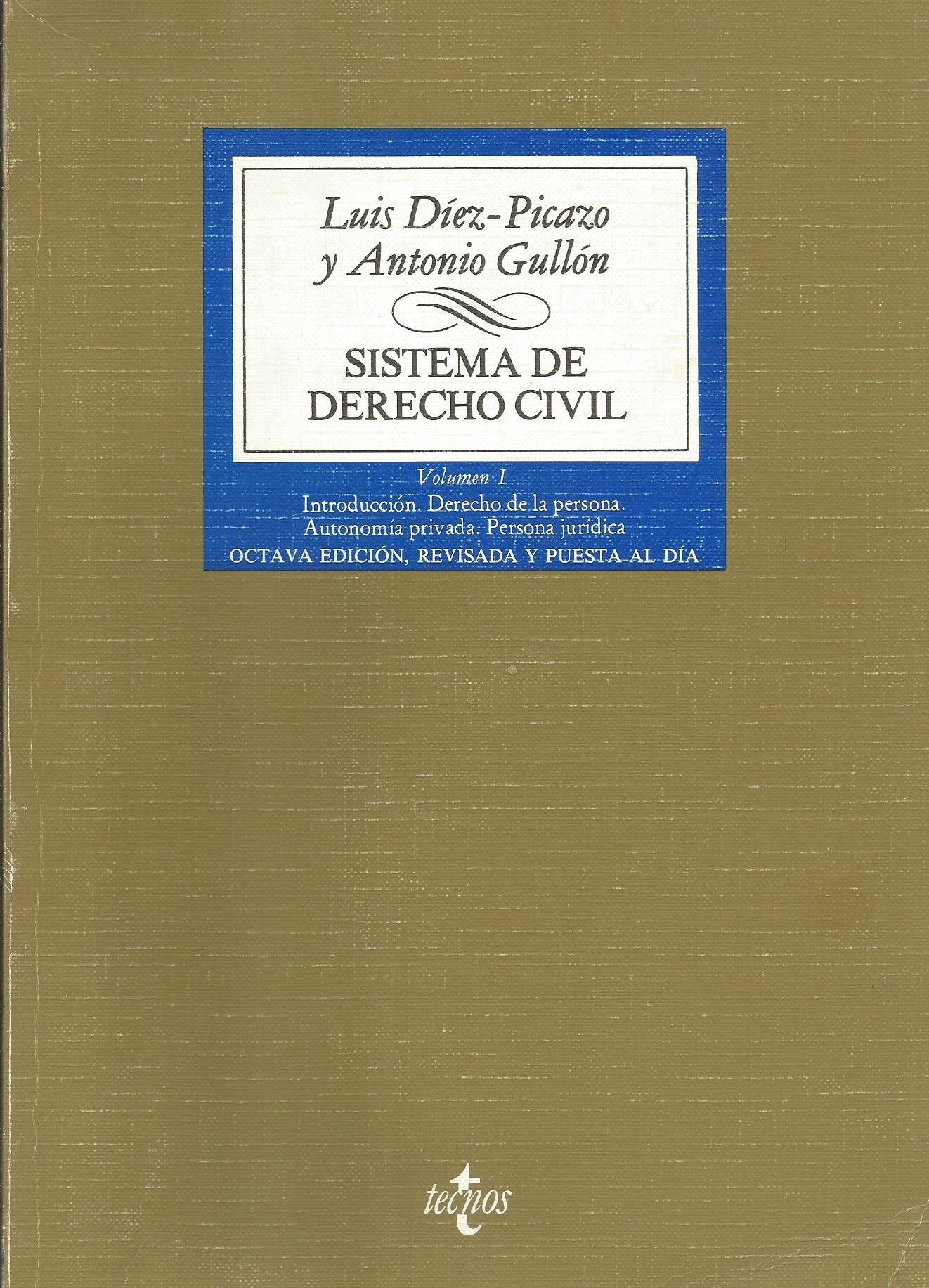 Sistema de derecho civil vol. I book