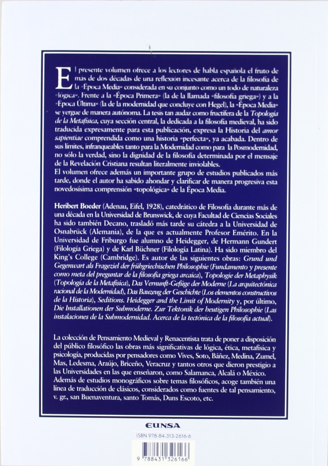Tipología de la metafísica : la época media (Colección de pensamiento medieval y renacentista) Philosophy