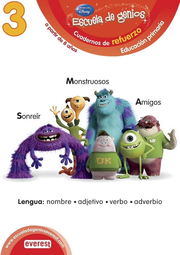 3. Escuela de genios. Cuadernos de refuerzo. Educación Primaria. A partir de 8 años. Lengua: nombre, adjetivo, verbo, adverbio. book