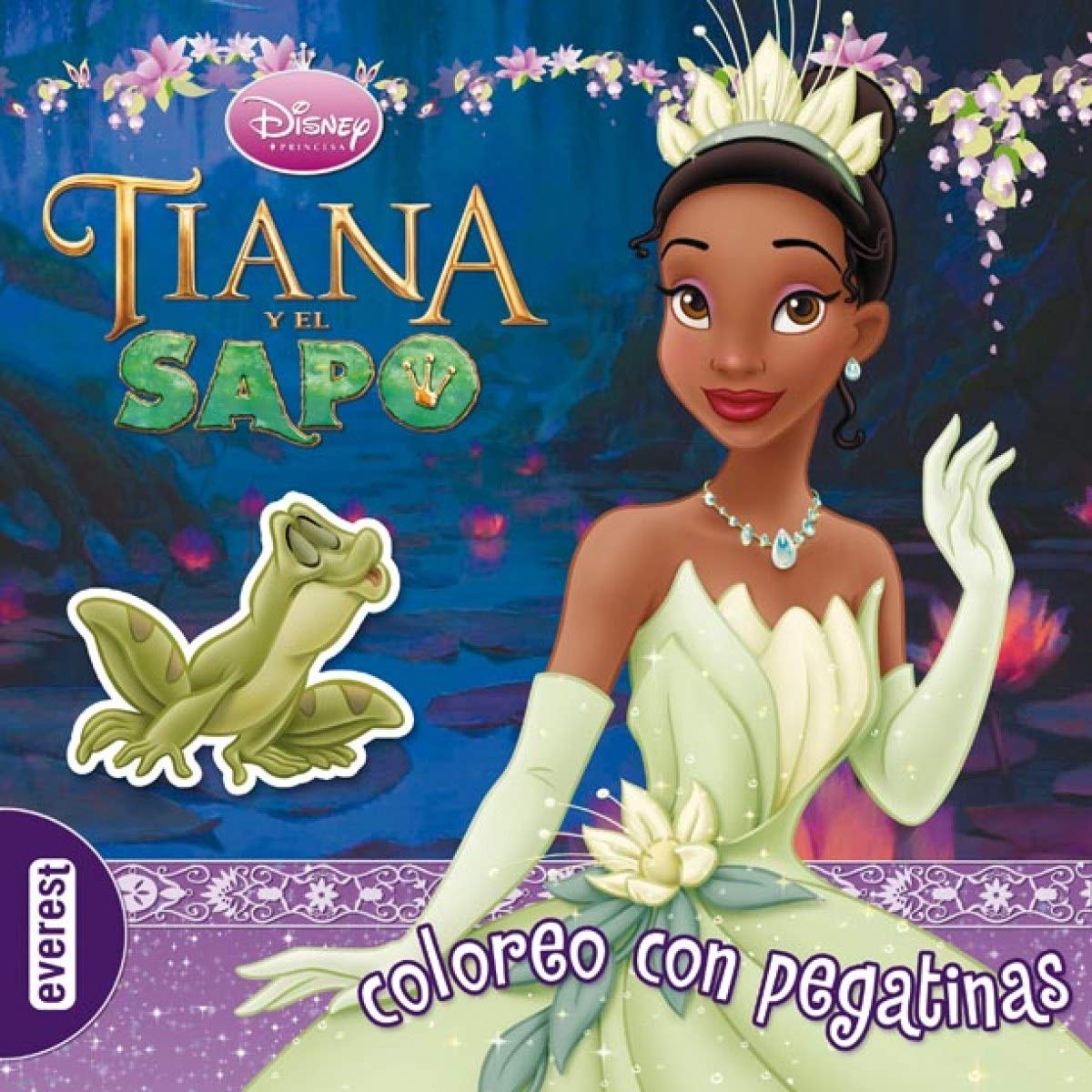 Tiana y el sapo. Coloreo con pegatinas book