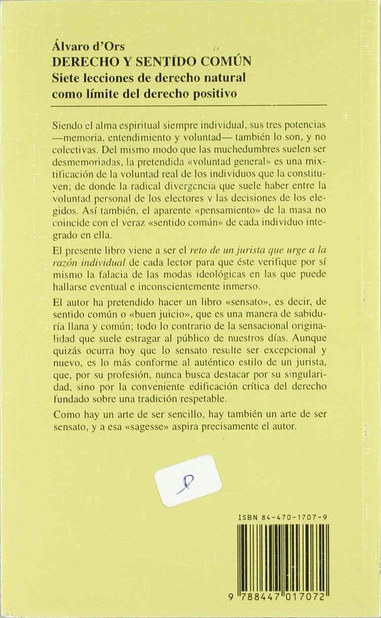 Derecho y sentido común : siete lecciones de derecho natural como límite del derecho positivo book