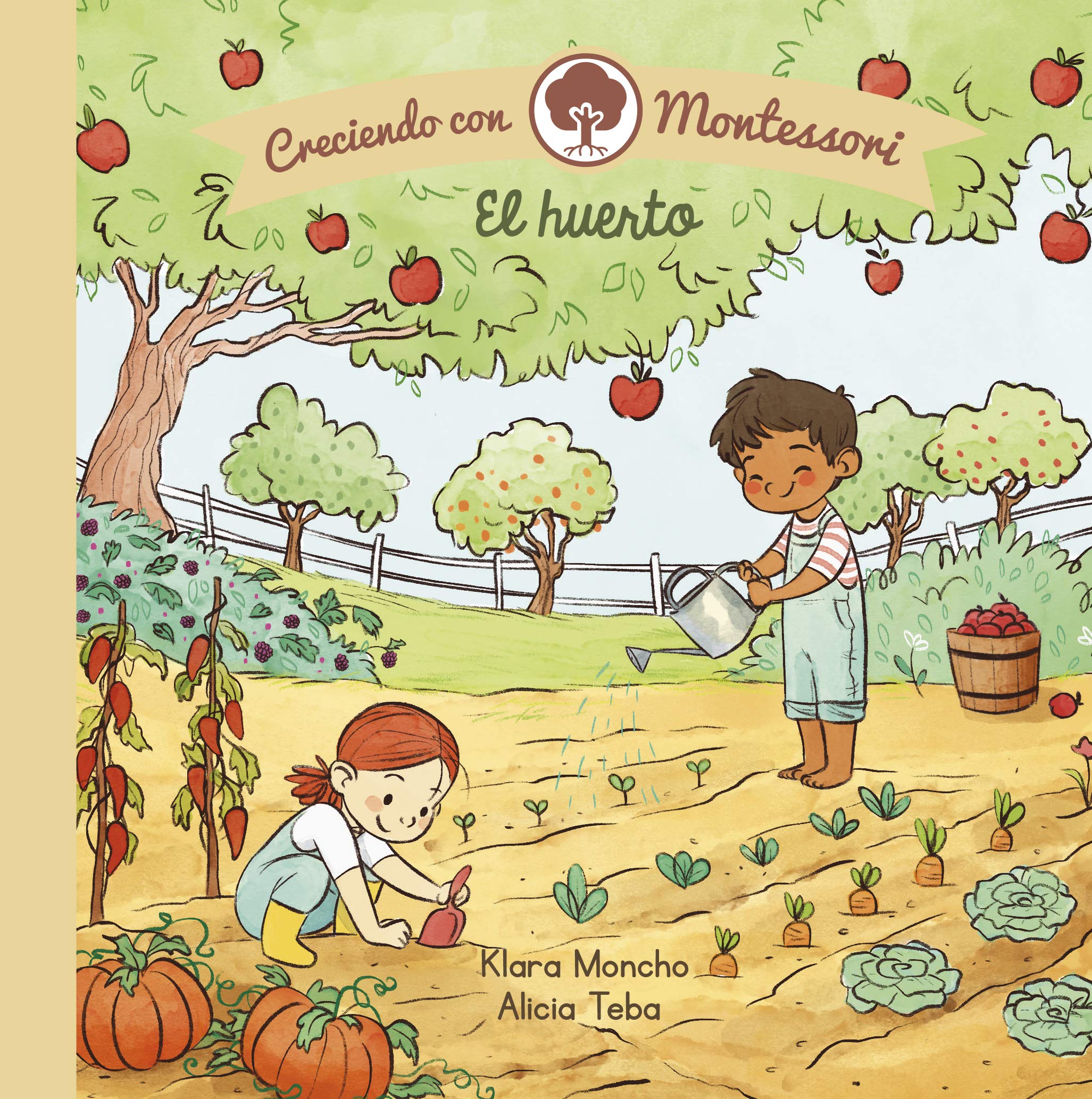 Creciendo con Montessori. Libro de cartón - El huerto book