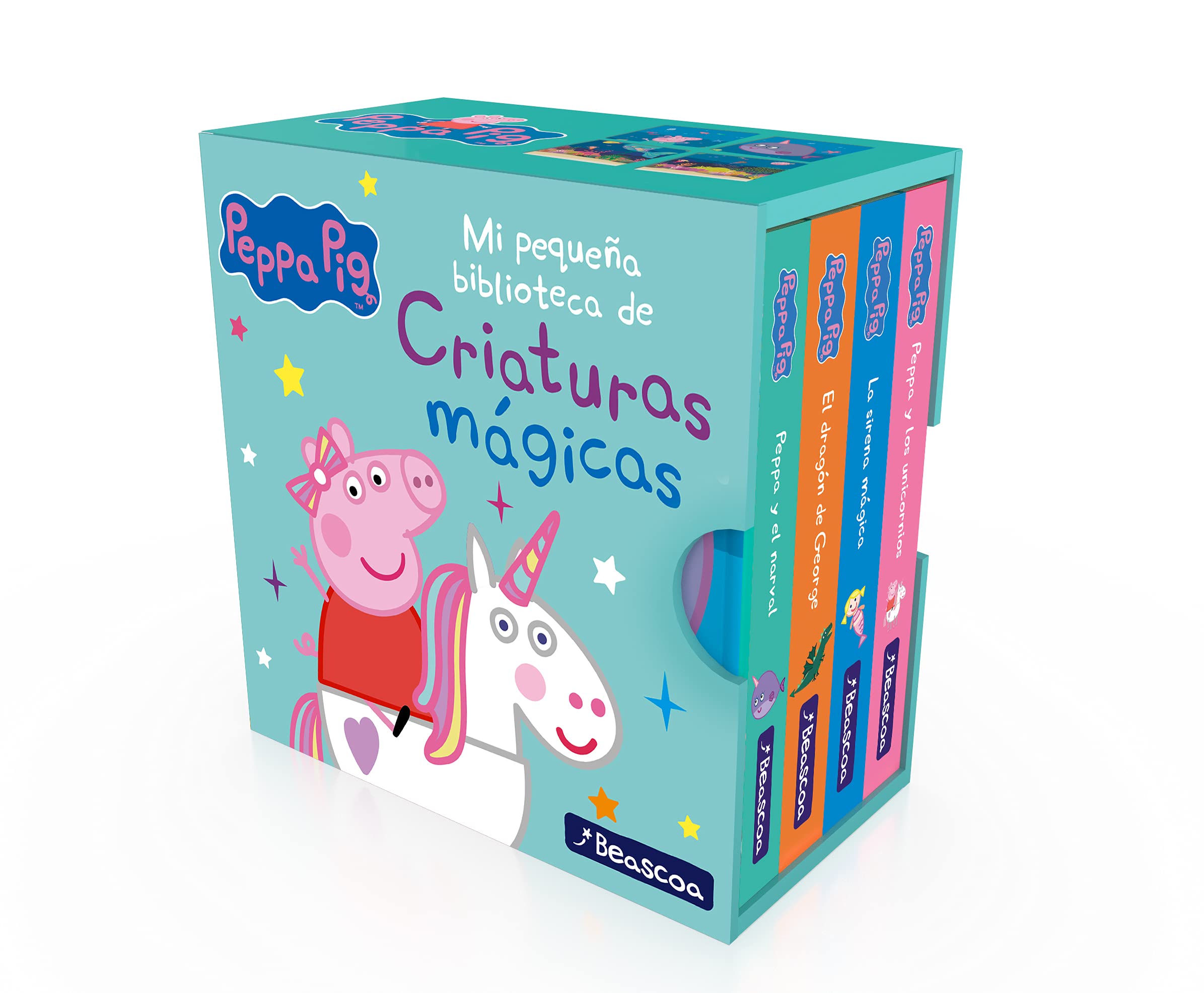 Peppa Pig. Libro juguete - Mi pequeña biblioteca de criaturas mágicas. Sirenas, unicornios, narvales y dragones: Peppa y los unicornios - La sirena mágica - El dragón de George - Peppa y el narval Babies & Toddlers