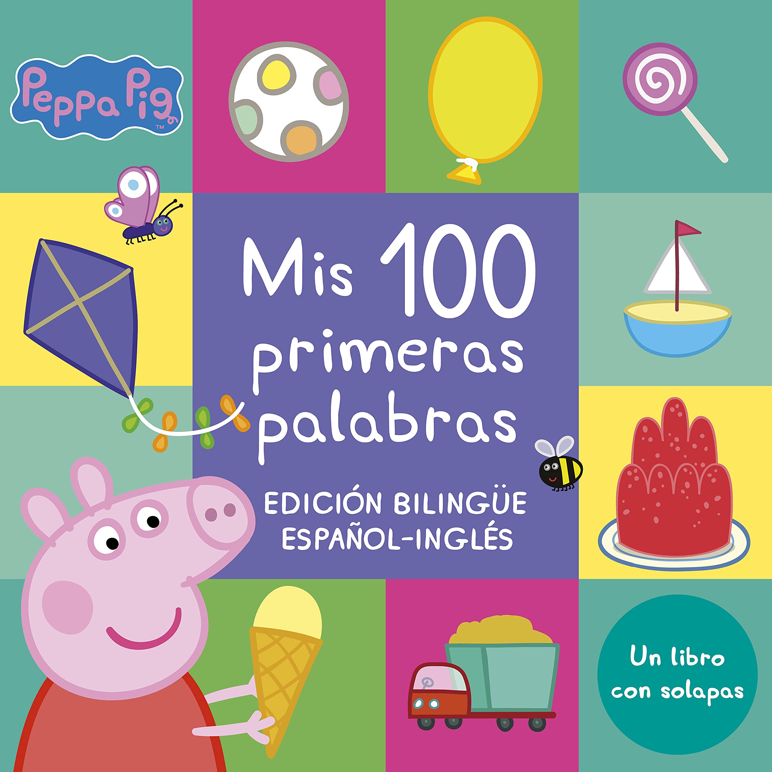 Peppa Pig. Libro de cartón con solapas - Mis 100 primeras palabras: Edición bilingüe español-inglés book