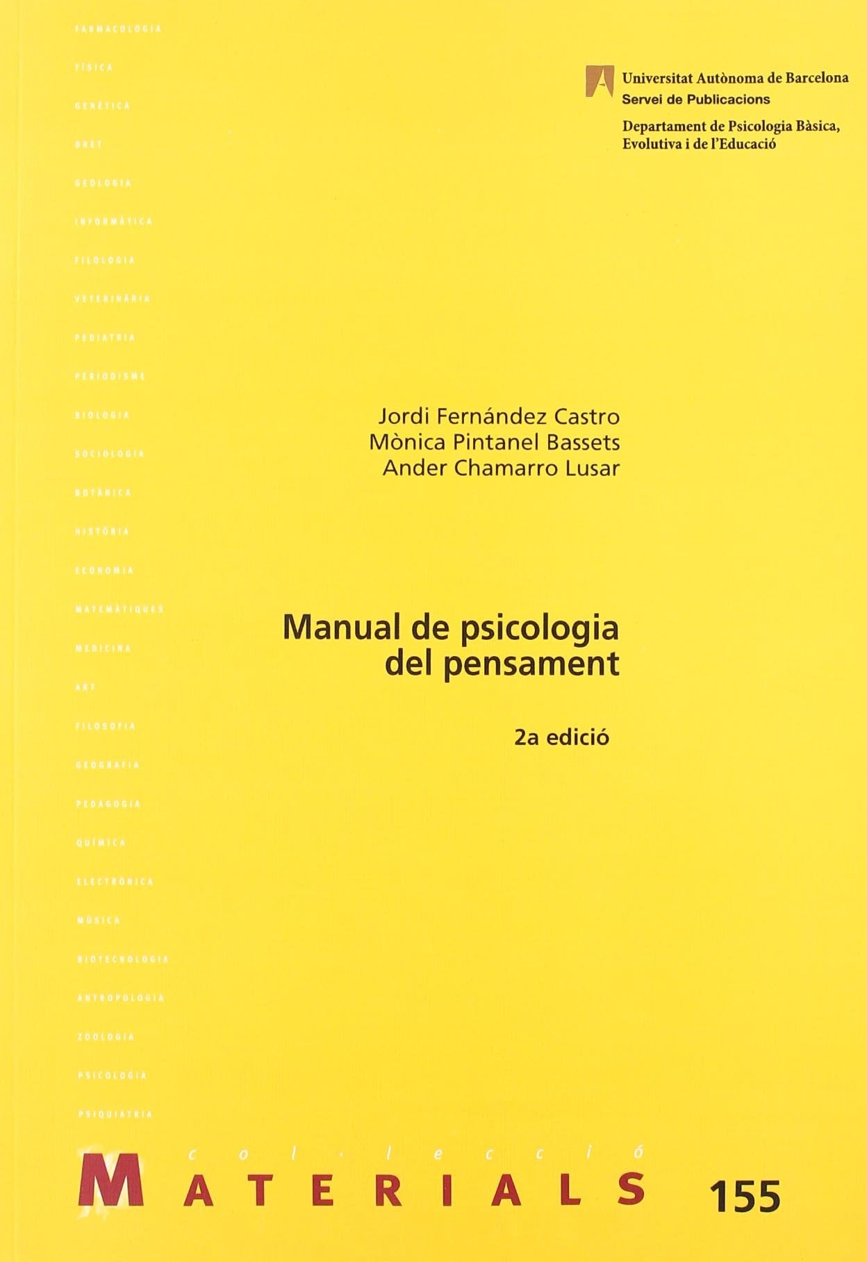 Manual de psicologia del pensament (Materials, Band 155) Social Sciences
