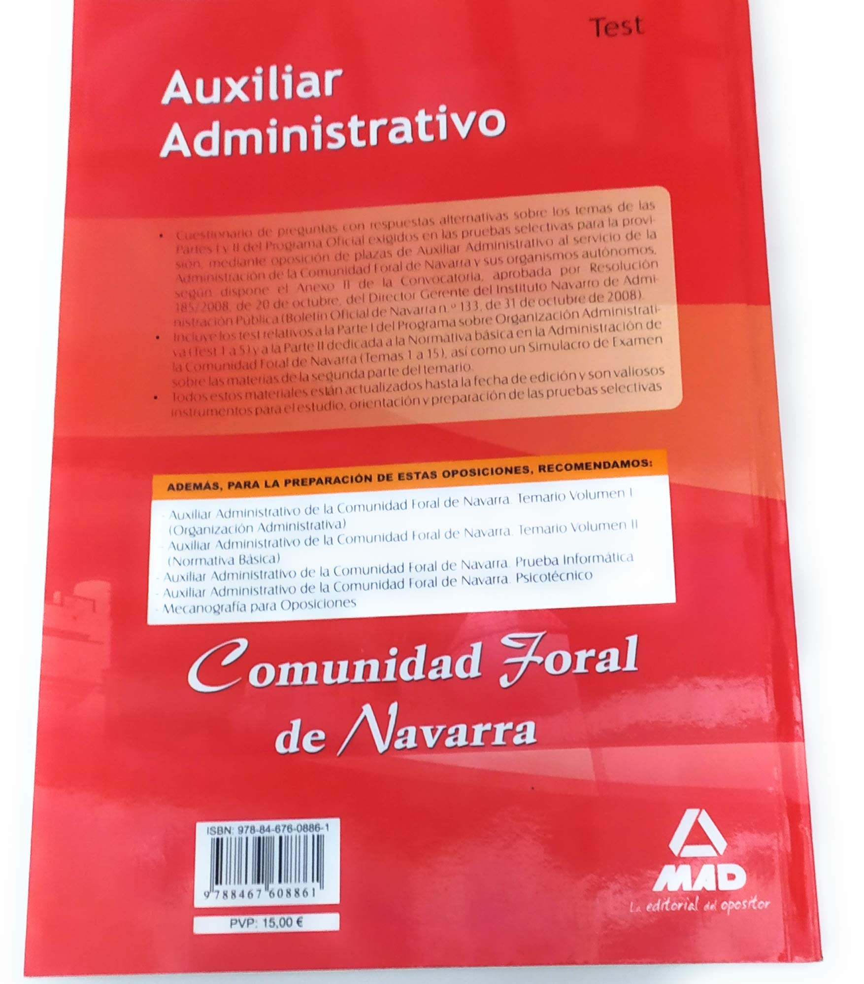 Auxiliar Administrativo, Comunidad Foral de Navarra. Test Business, Finance & Career