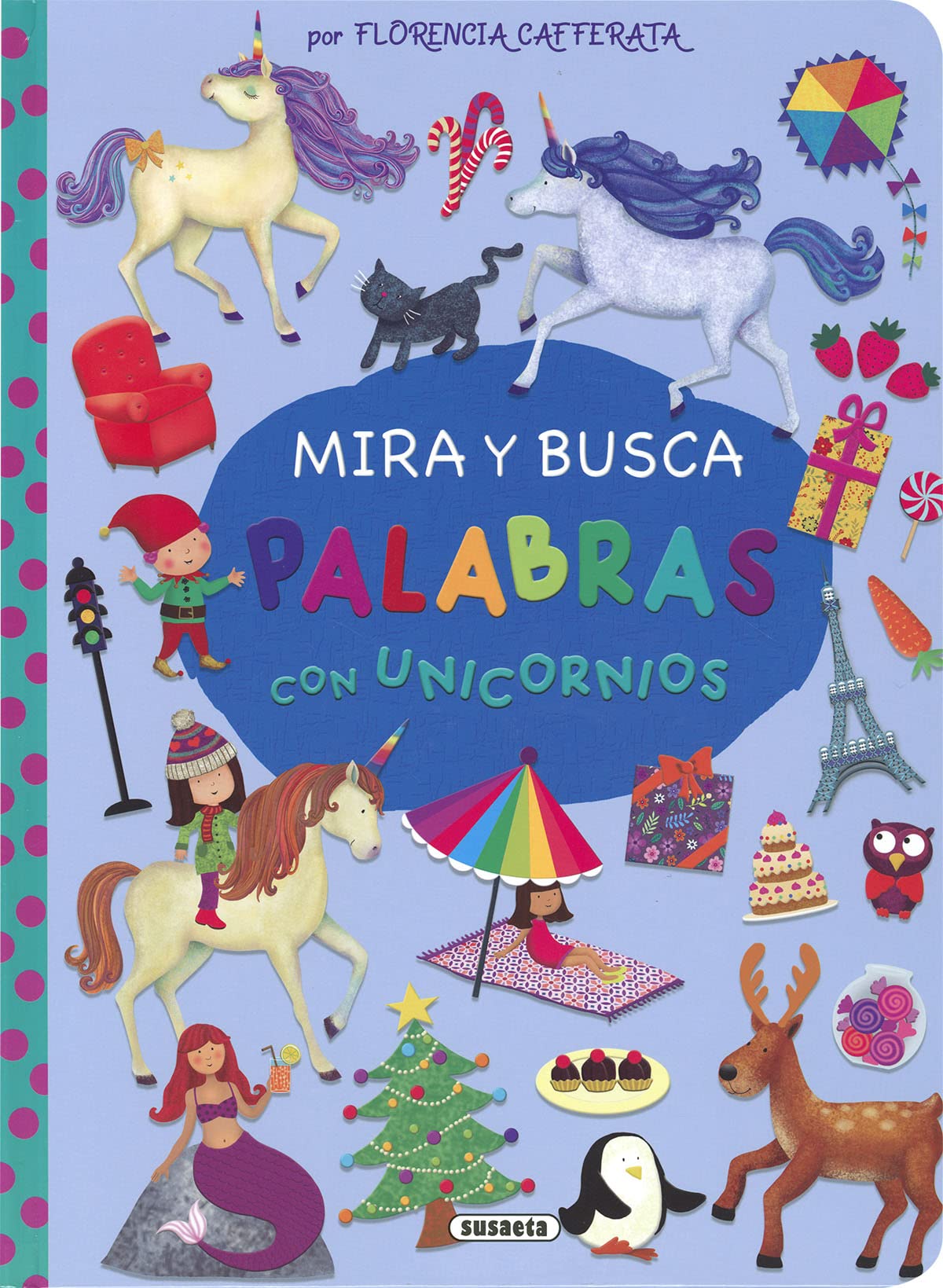 Mira y busca palabras con unicornios book