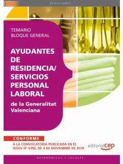 Ayudantes de residencia/servicios, personal laboral de la Generalitat Valenciana. Temario bloque general (Colección 1580) Law