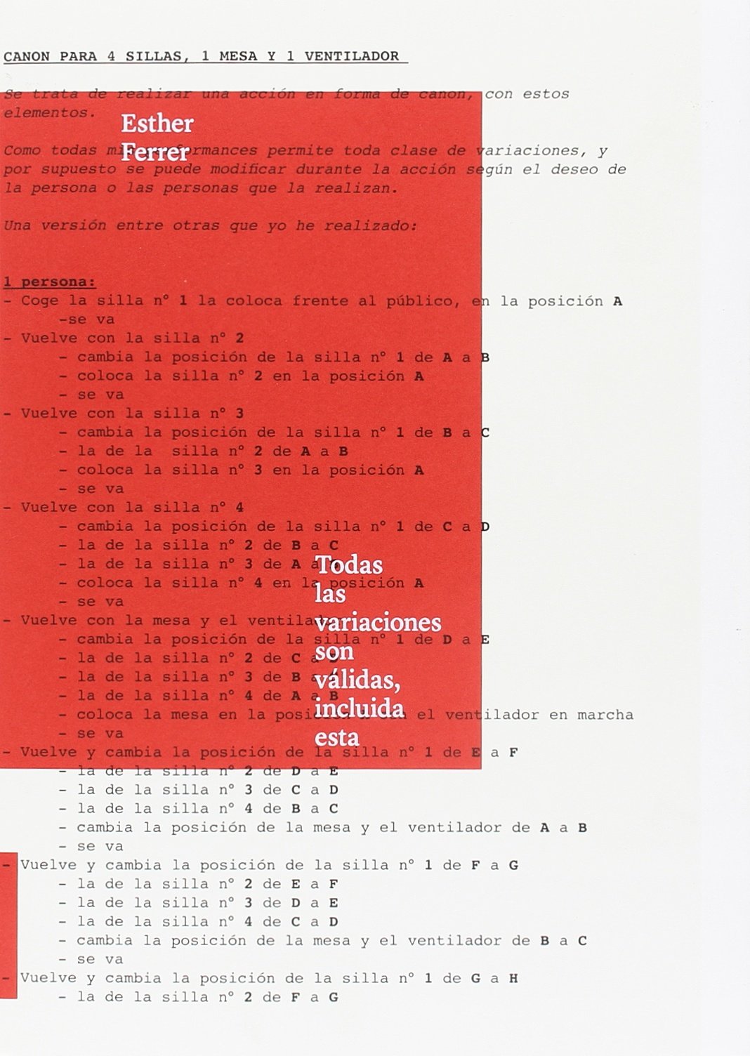 Esther Ferrer. Todas las variaciones son válidas, incluida esta book