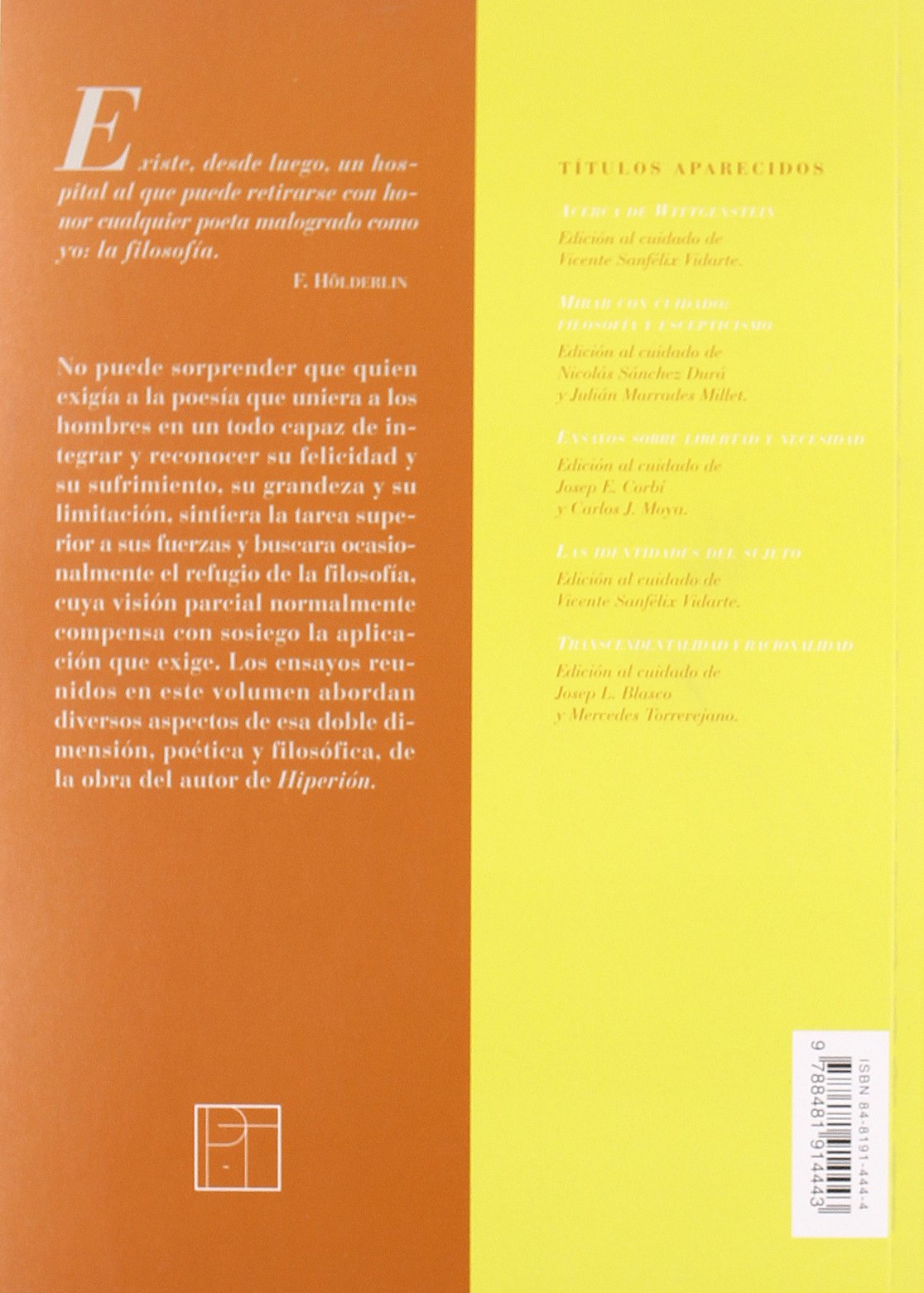 Hölderlin: poesía y pensamiento (Títulos en coedición y fuera de colección) Philosophy