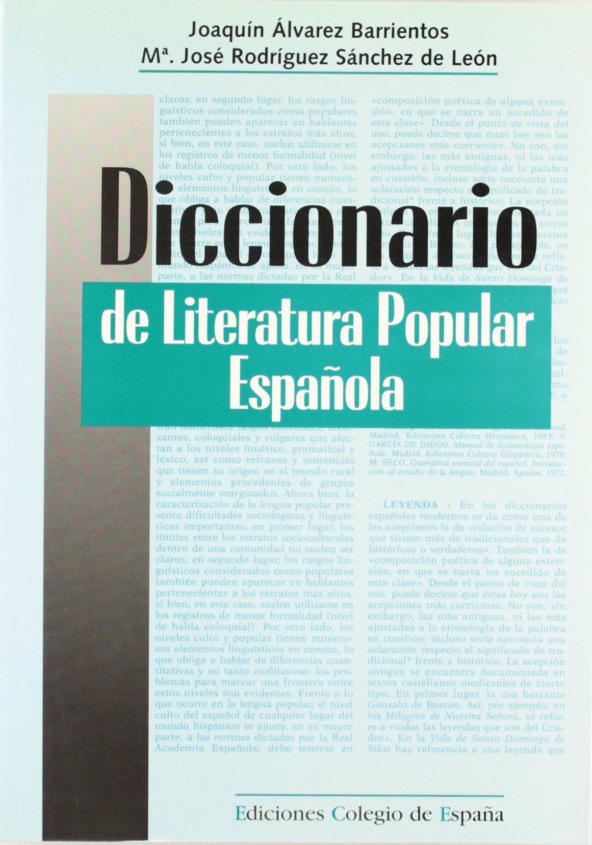 Diccionario de literatura popular española book