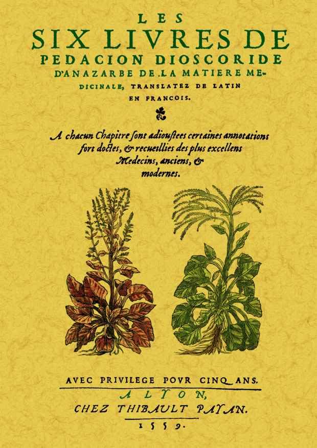 Les six livres de pedacion dioscoride d'anazarbe de la matiere medicinale Film, Art & Culture