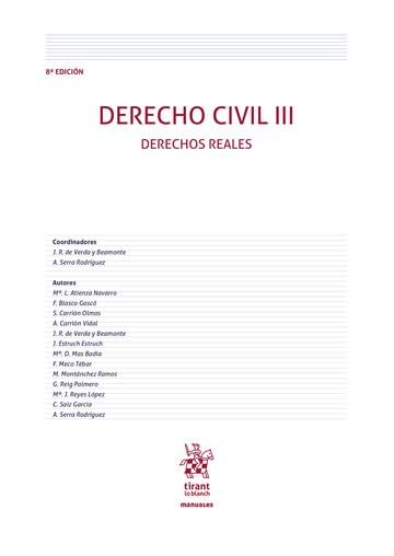 Derecho Civil III. Derechos Reales 8ª Edición (Manuales de Derecho Civil y Mercantil) Law