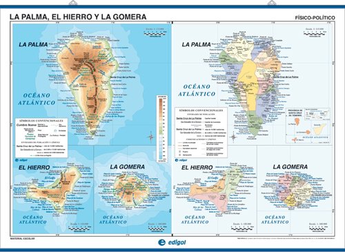 Mapa mural Tenerife / La Palma físico/político: Mapas murales Geology & Geography