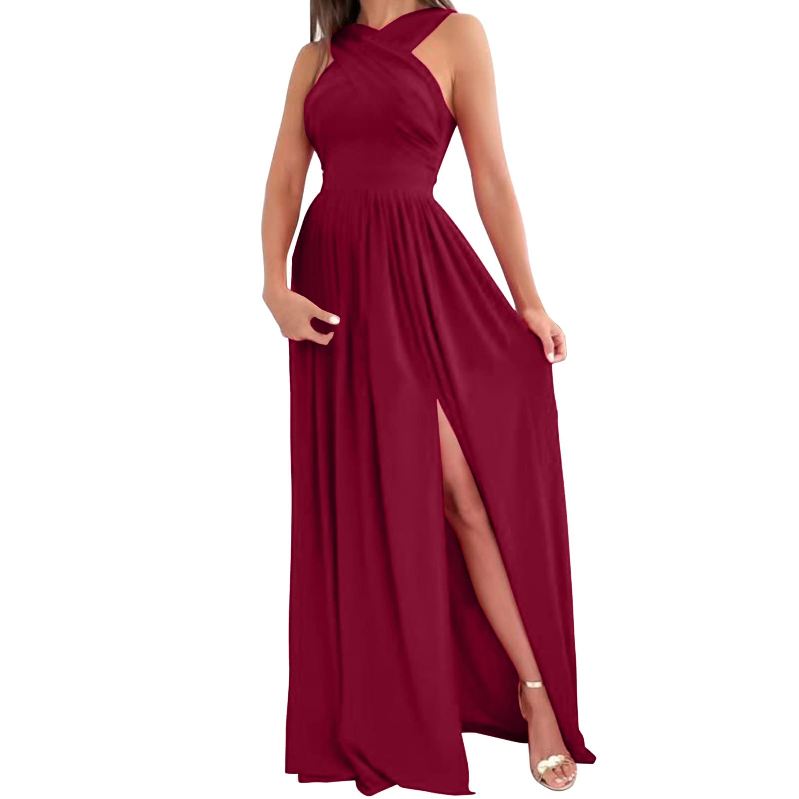 Plus Size Summer Dresses for Women Women Off Shoulder Elegant Evening Dress Fashion T Shirt Dress Sleeveless Wine book