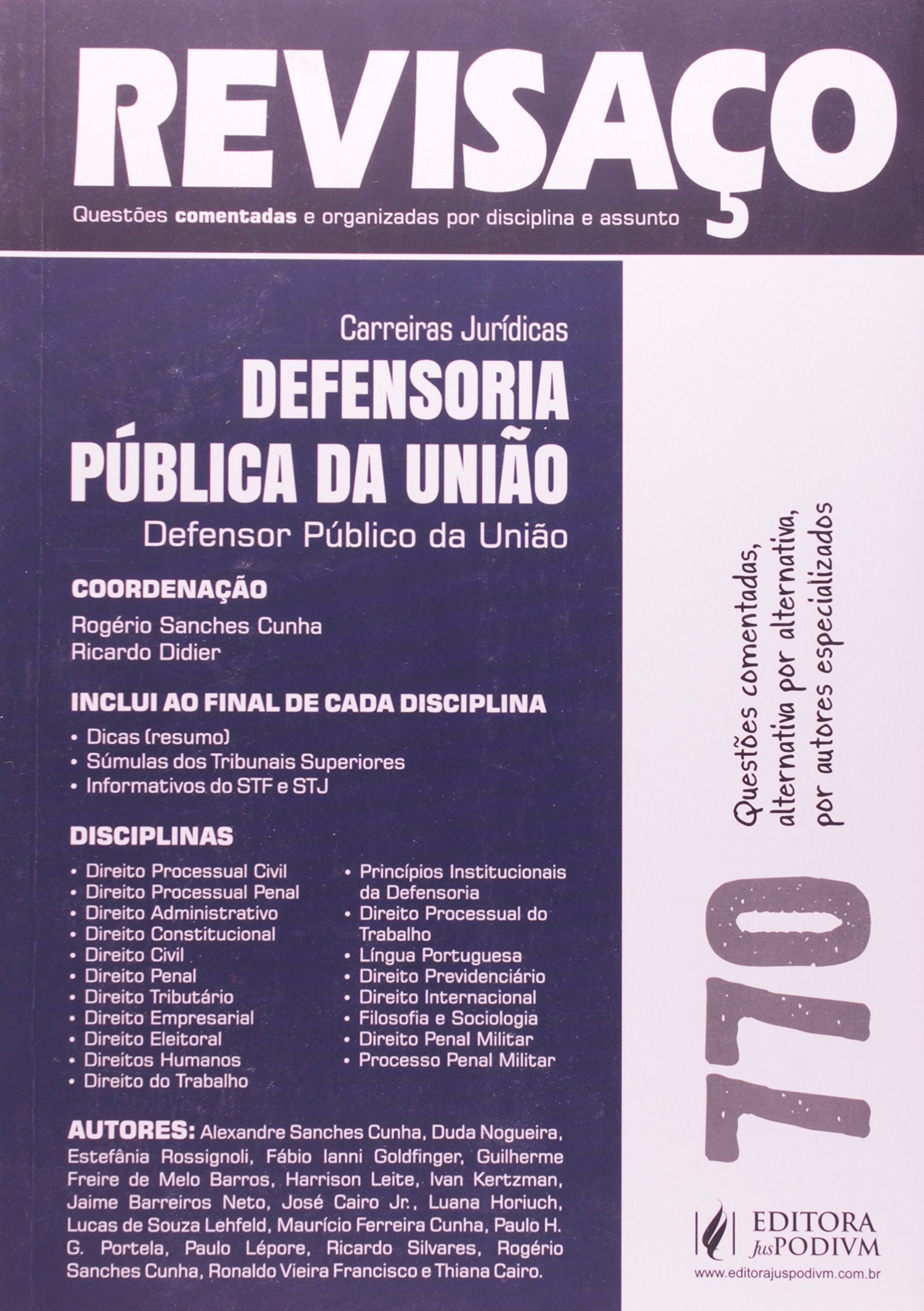Defensoria Pública da União. Defensor Público da União. 770 Questões Comentadas - Coleção Revisaço Books