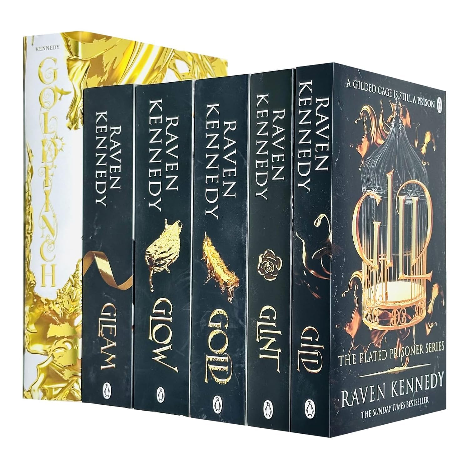 The Plated Prisoner Series 6 Books Collection Set By Raven Kennedy(Gild, Glint, Gleam, Glow, Gold & Goldfinch) Romance