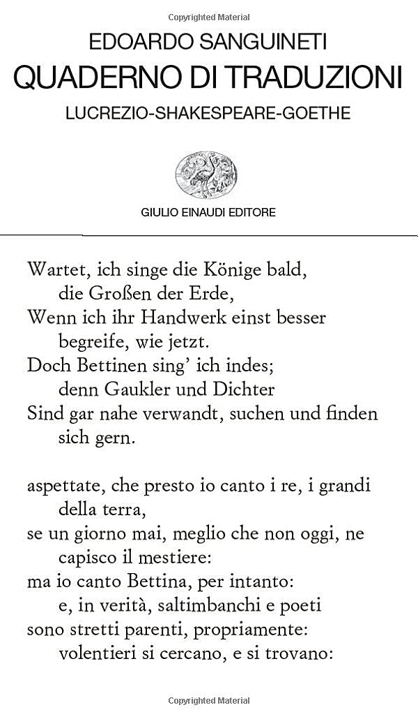 Quaderno di traduzioni. Lucrezio-Shakespeare-Goethe. Testo originale a fronte book