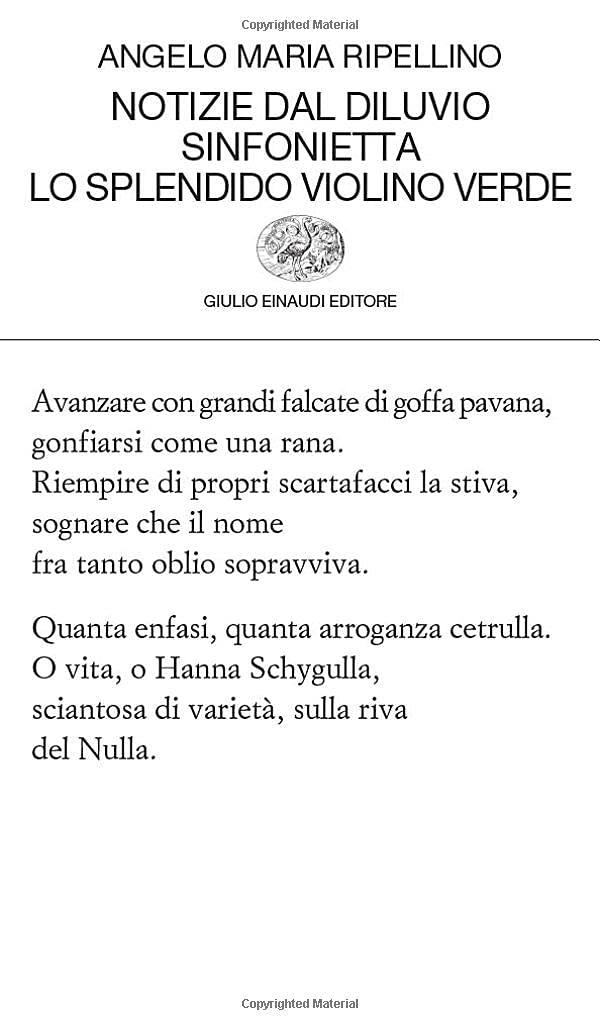 Notizie dal diluvio-Sinfonietta-Lo splendido violino verde book