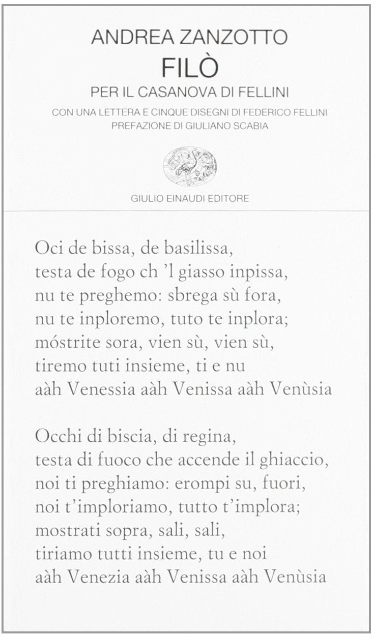 Filò. Per il Casanova di Fellini Poetry