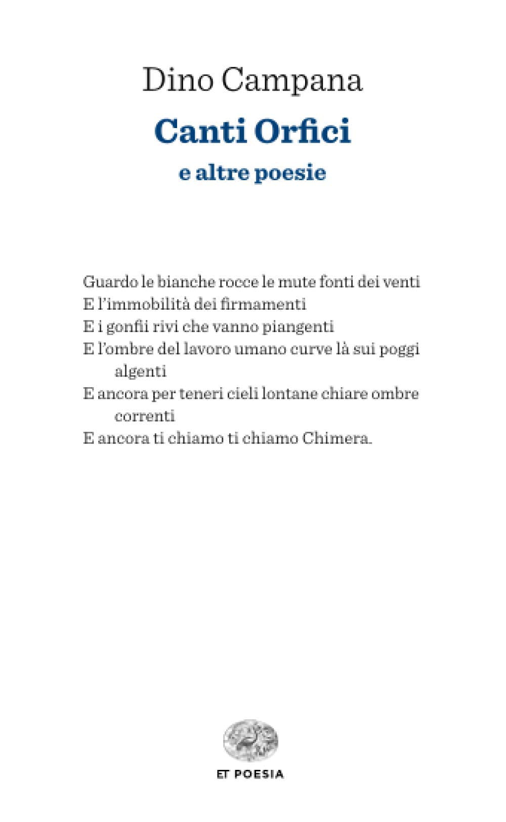Canti orfici: e altre poesie book