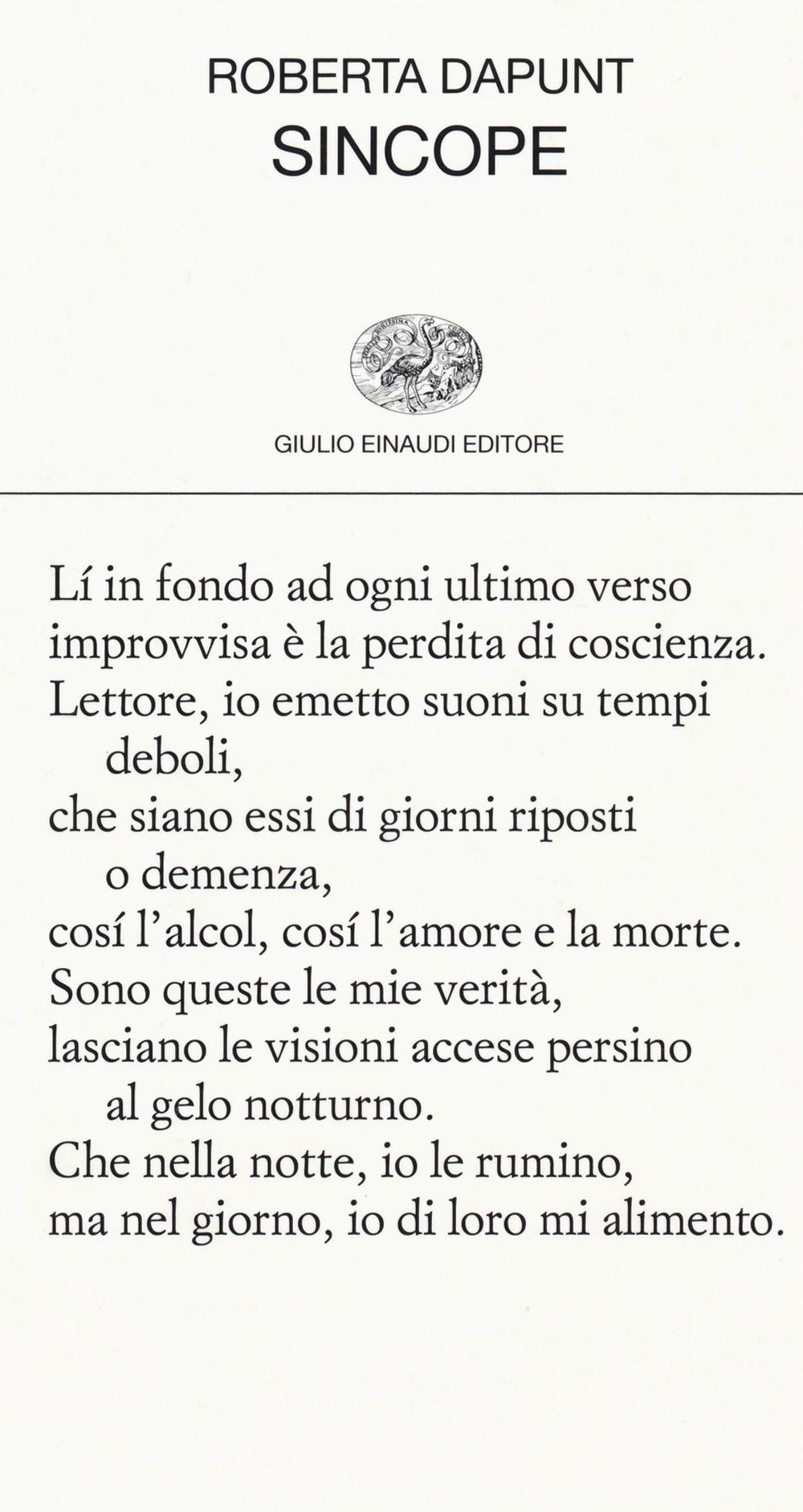 Sincope: Ausgezeichnet mit dem Premio Letterario Internazionale Viareggio Rèpaci 2018 (Collezione di poesia, Band 453) Contemporary literature Books