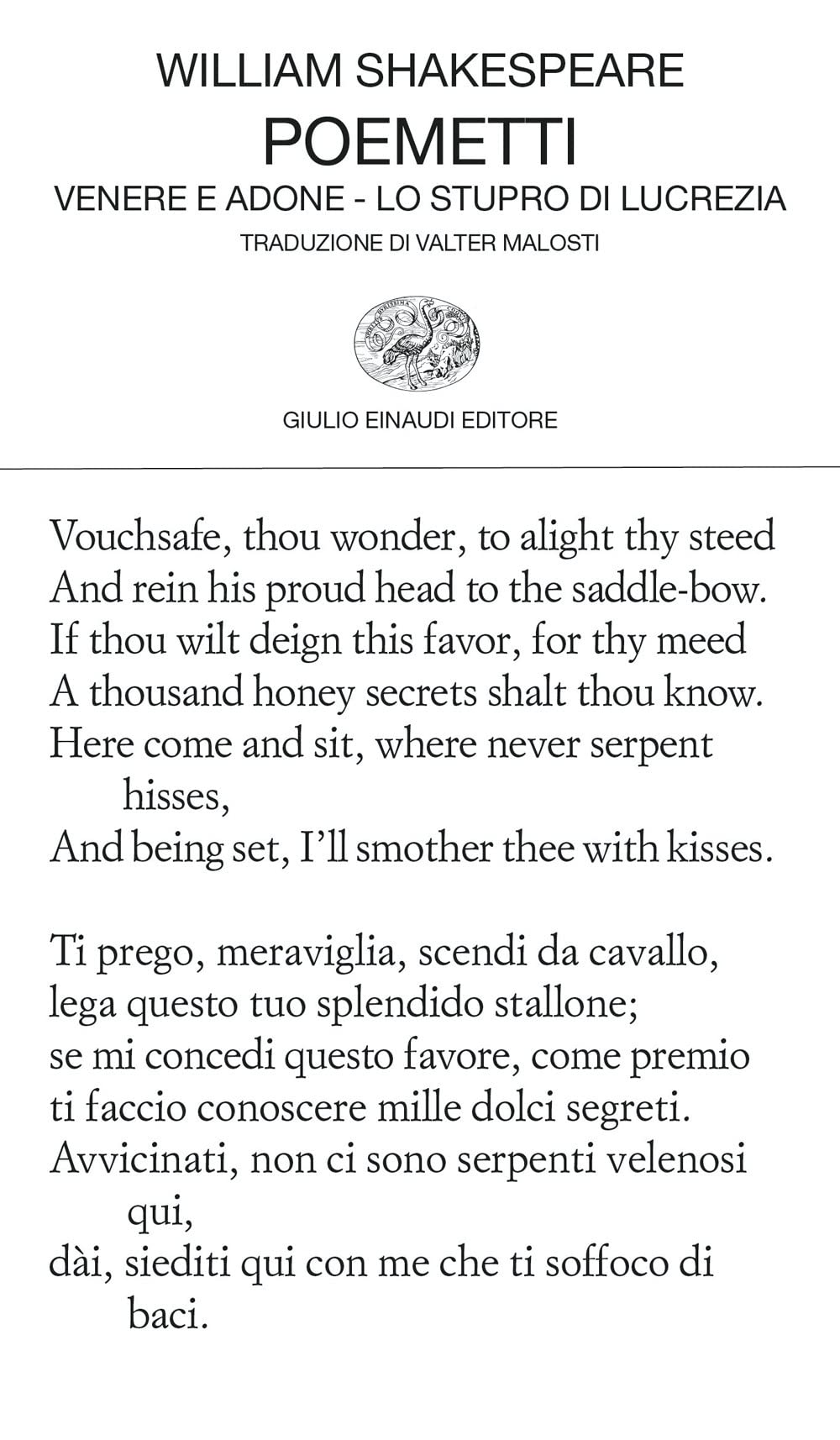 Poemetti: Venere e Adone-Lo stupro di Lucrezia. Testo inglese a fronte book