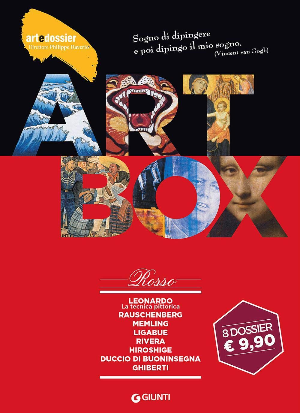 Dossier d'art. Box rosso: Leonardo. La tecnica pittorica-Rauschenberg-Memling-Ligabue-Rivera-Hiroshige-Duccio di Buoninsegna-Ghiberti. Ediz. illustrata book