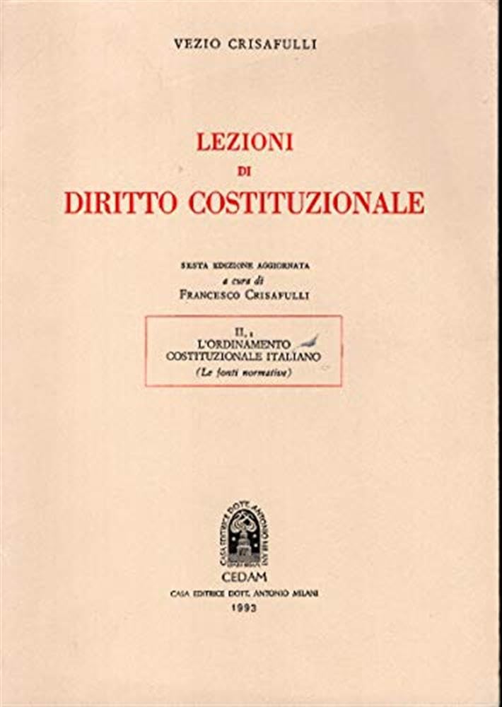 Lezioni di diritto costituzionale. L'Ordinamento costituzionale italiano (Vol. 2/1) Law