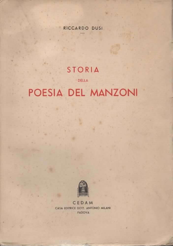 Storia della poesia del Manzoni Contemporary literature