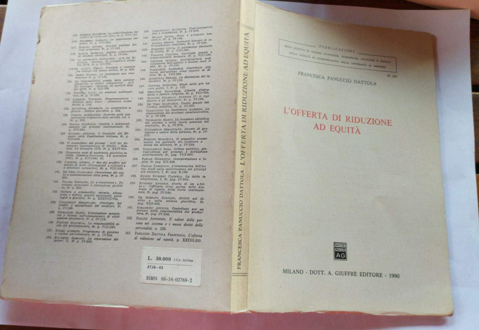 L'offerta di riduzione ad equità (Univ. Messina-Ist. scienze giuridiche, Band 163) Law