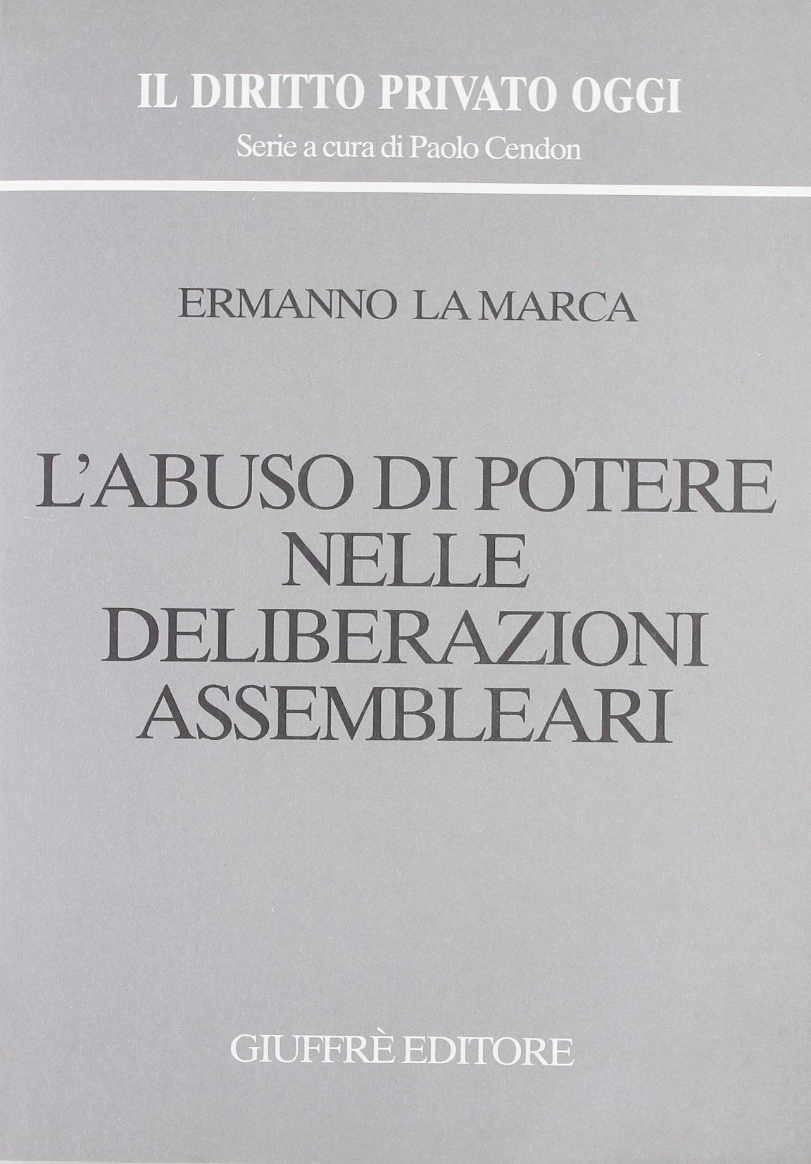L'abuso di potere nelle deliberazioni assembleari (Il diritto privato oggi) Law