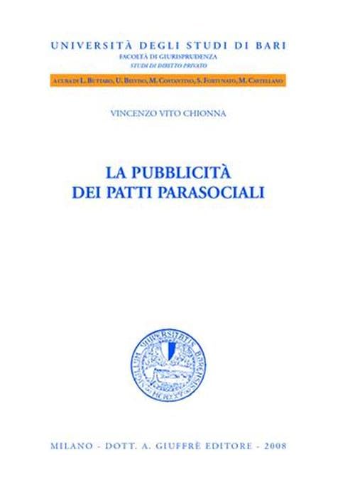 La pubblicità dei patti parasociali (Univ. Bari-Fac. giuridica) Law