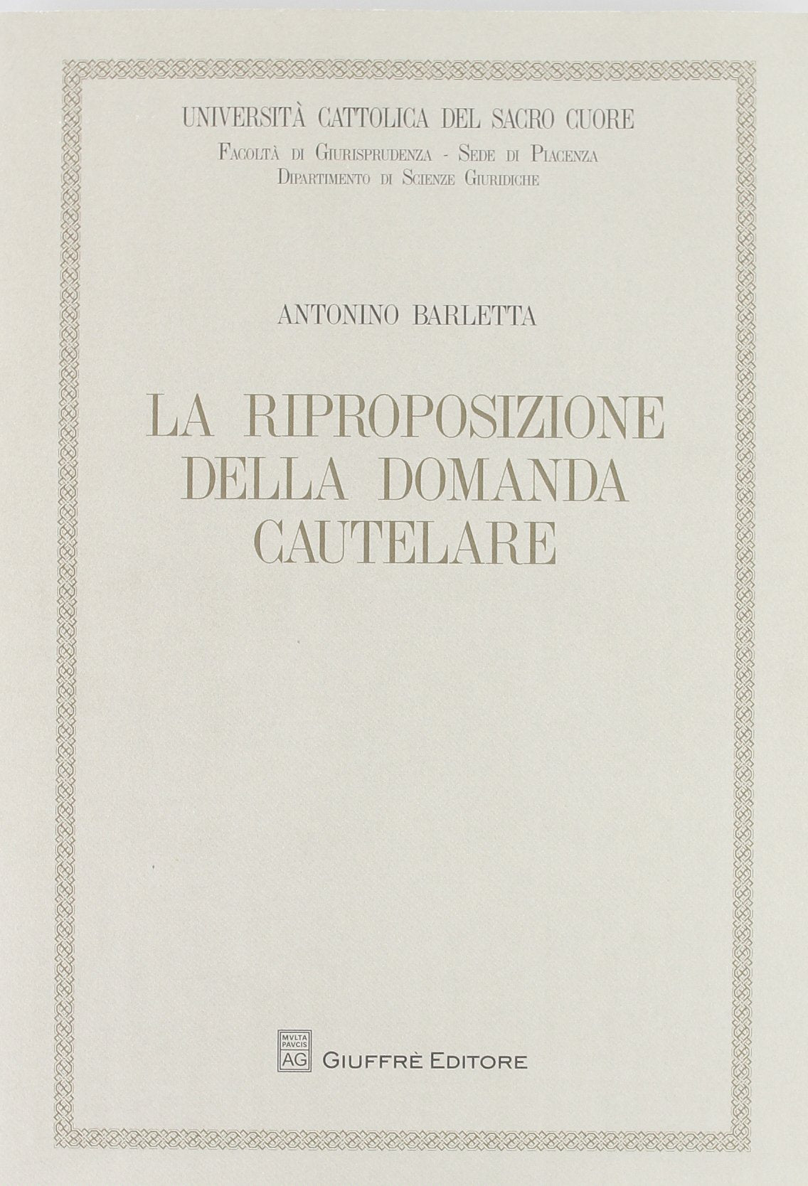 La riproposizione della domanda cautelare book