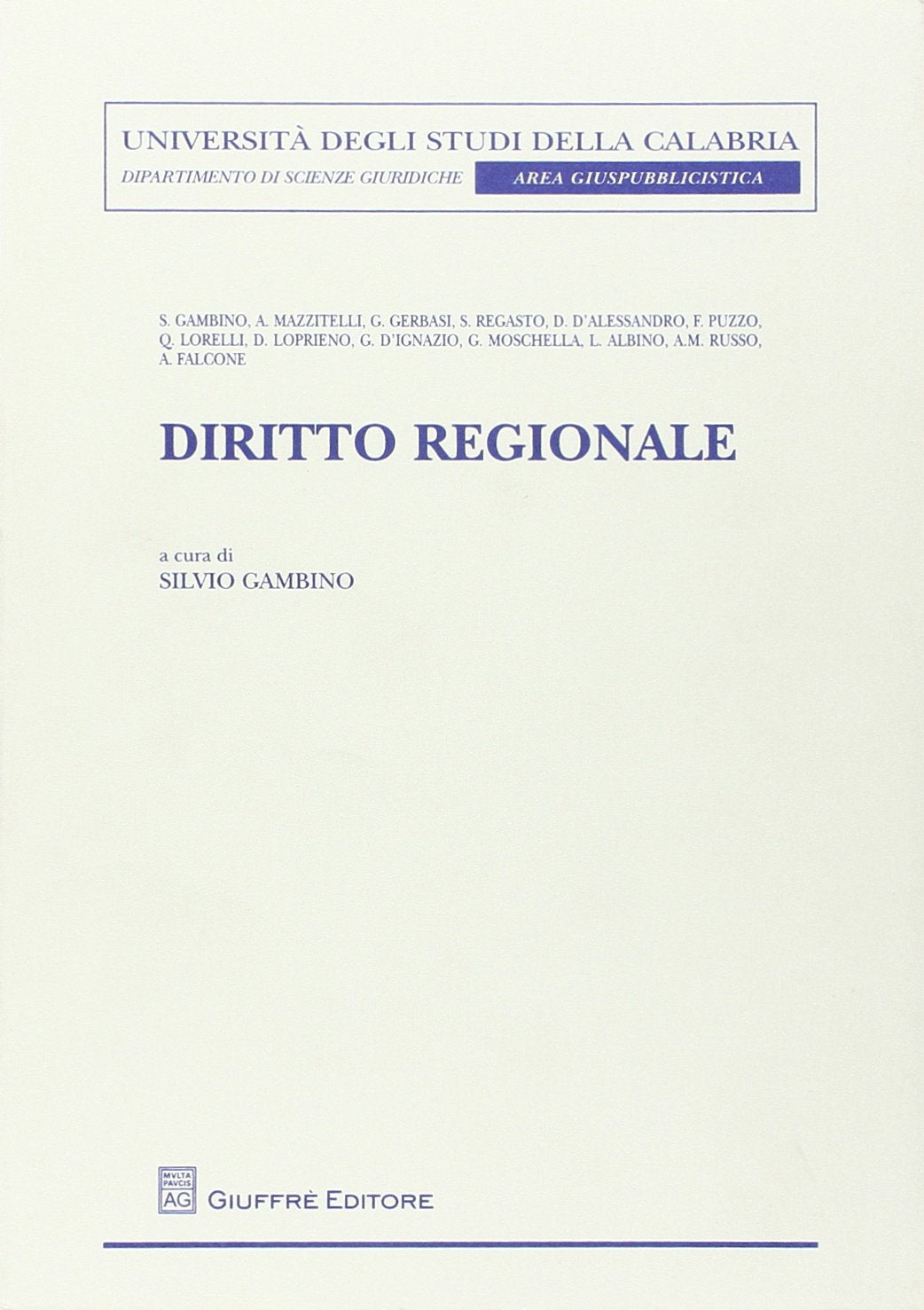 Diritto regionale (Univ. Calabria-Dip. scienze giuridiche) Law