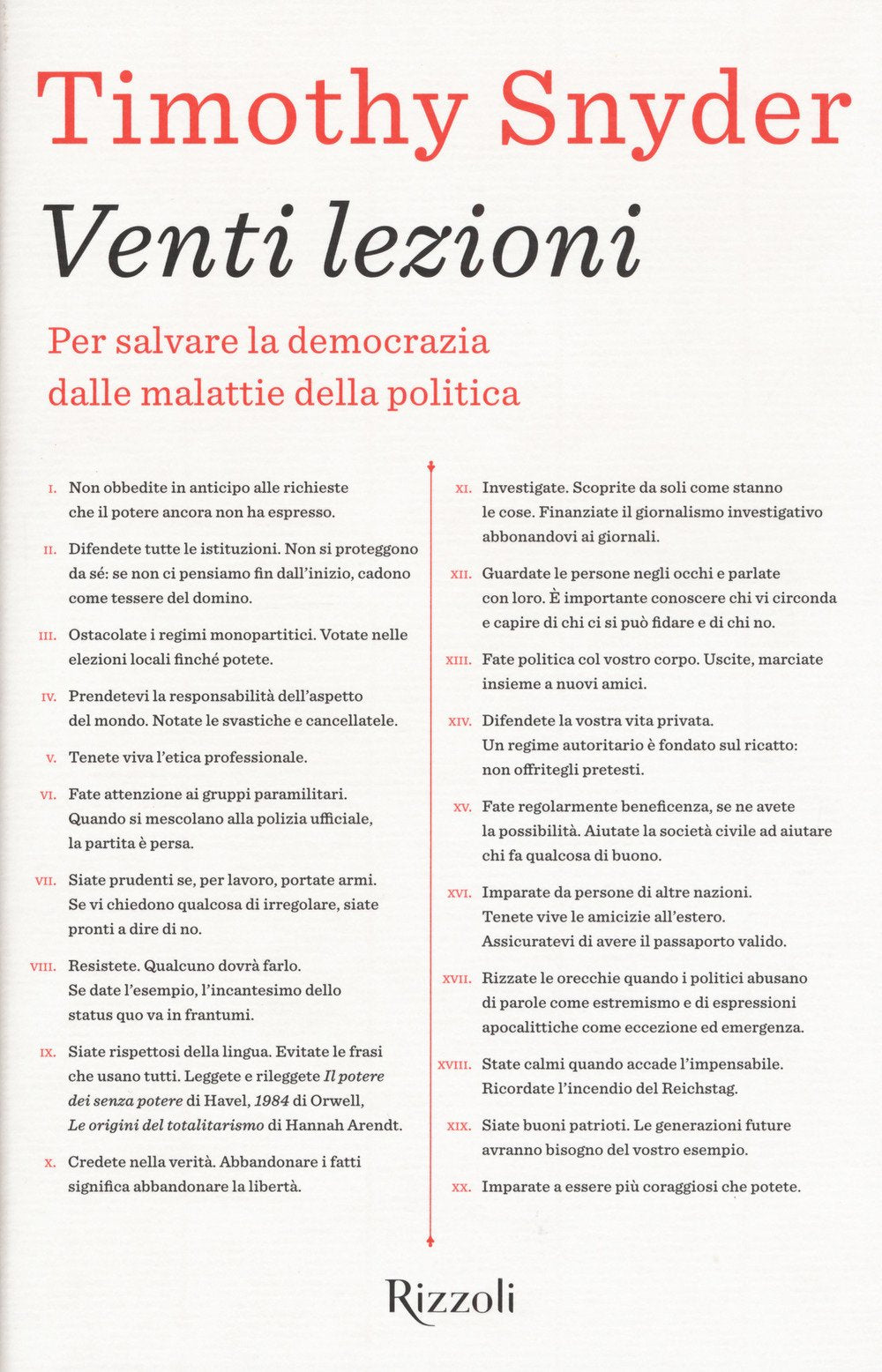 Venti lezioni. Per salvare la democrazia dalle malattie della politica book