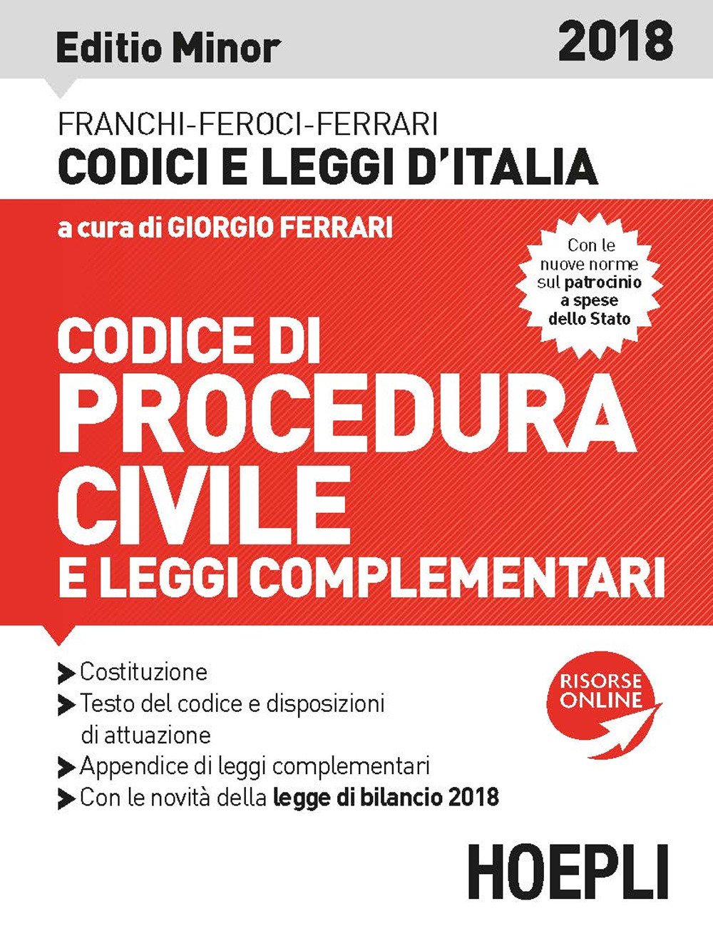 Codice di procedura civile 2018. Ediz. minore (Codici e leggi d'Italia) Law