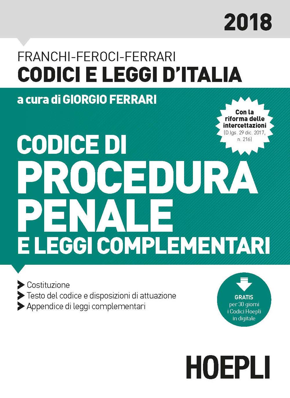 Codice di procedura penale 2018 (Codici e leggi d'Italia) Law