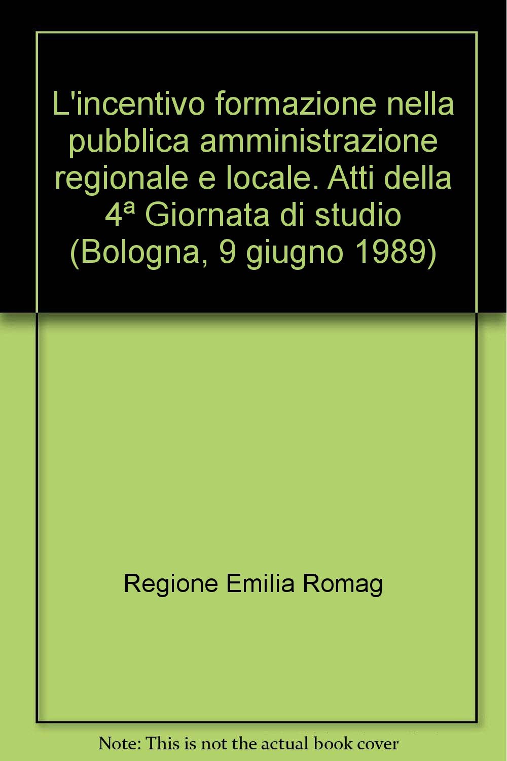 L'incentivo formazione nella pubblica amministrazione regionale e locale. Atti della 4ª Giornata di studio (Bologna, 9 giugno 1989) (Regione lavoro, Band 13) Business, Finance & Career