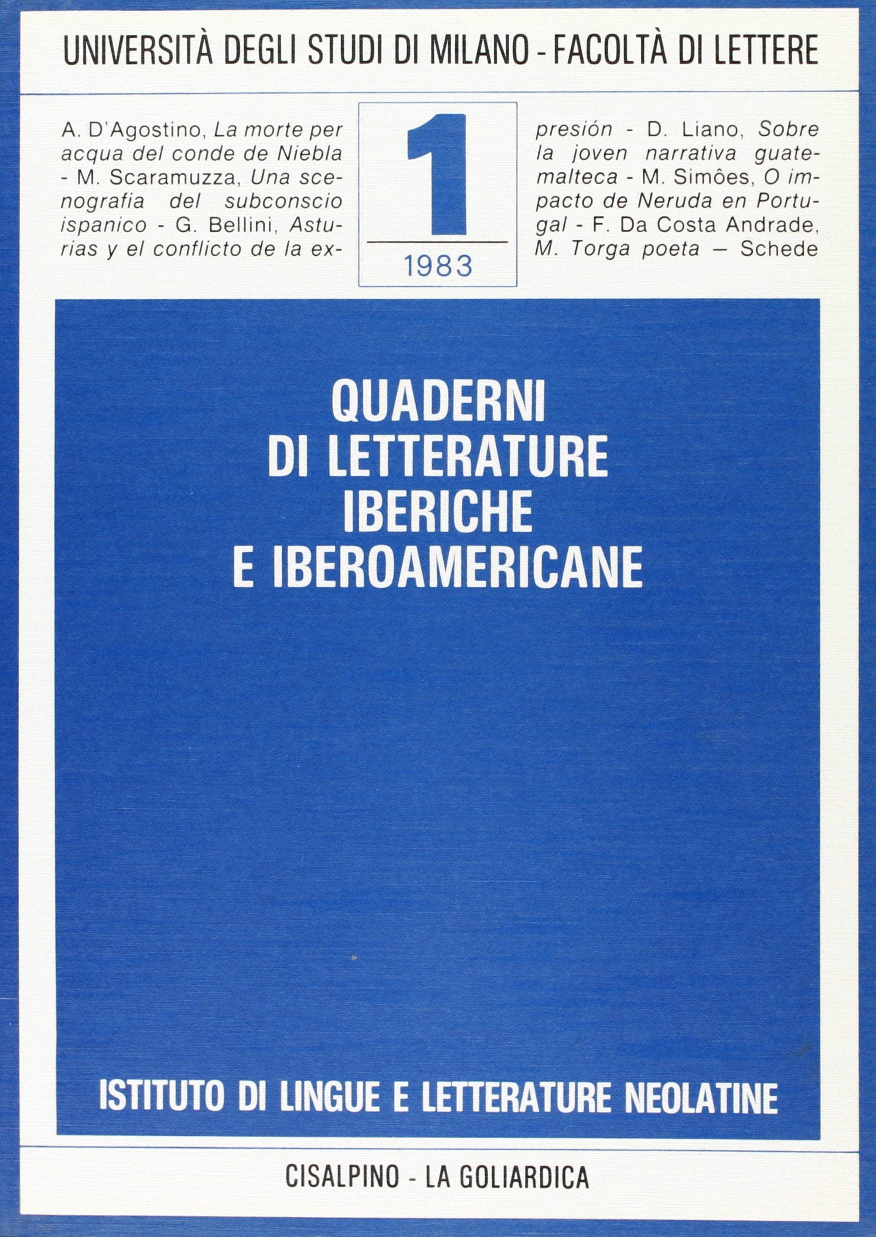 Quaderni di letterature iberiche e iberoamericane (Vol. 1) Contemporary literature